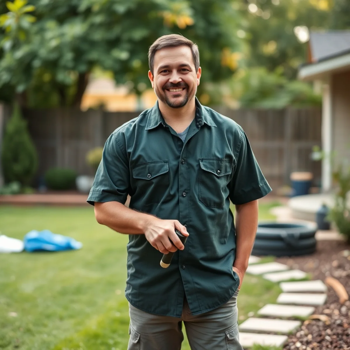 Marcques Aghedo, owner of PinStripe Landscaping & Pro Svcs, on a job site in Atlanta, GA