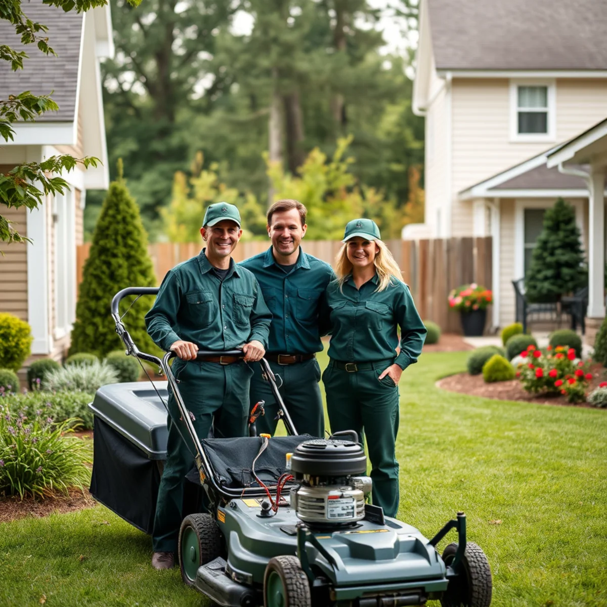 The PinStripe Landscaping team working on a lawn in Atlanta, GA