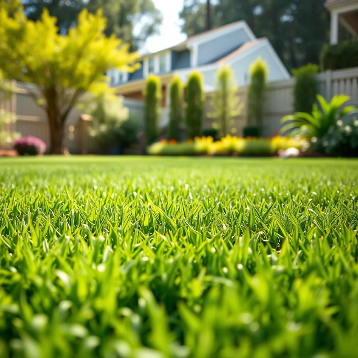 Lush Zoysia grass lawn in an Atlanta backyard