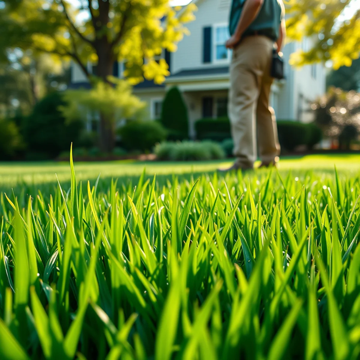 Thick green tall fescue lawn after fall overseeding in Atlanta